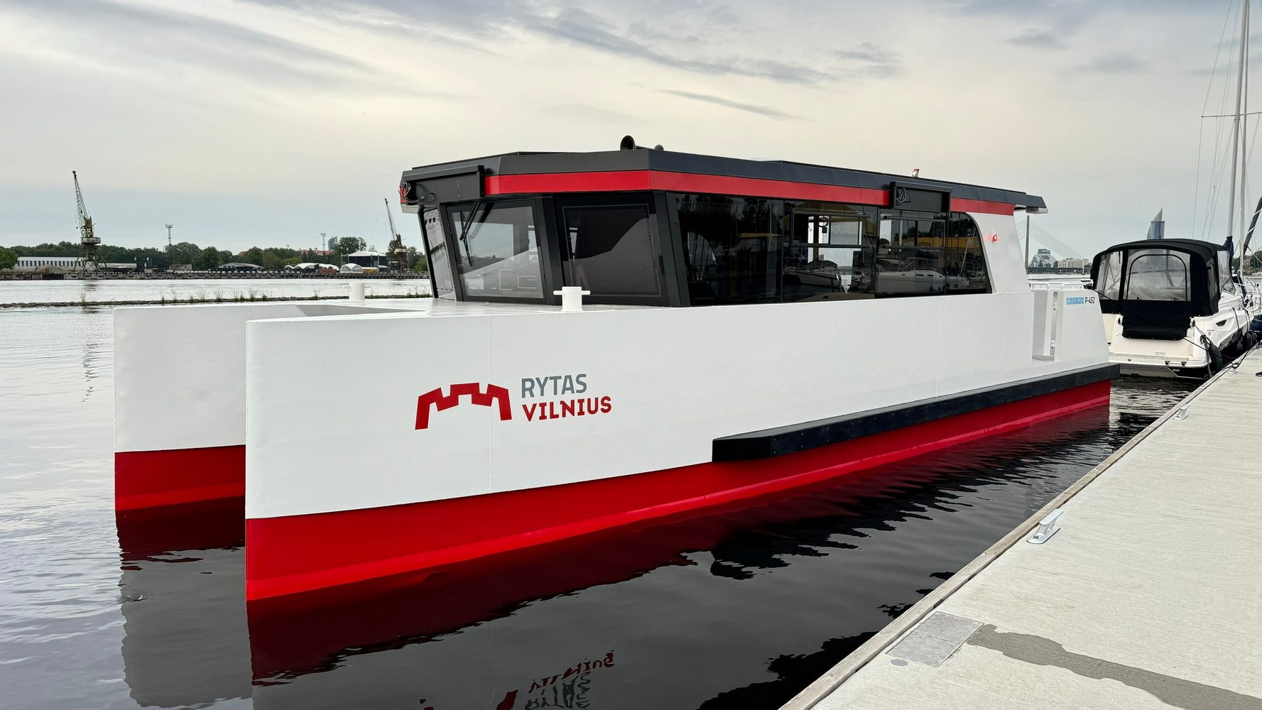 GYC 43 commercial passenger vessel alongside a dock